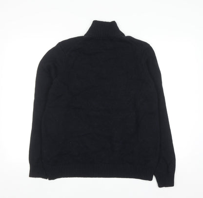 Marks and Spencer Men's Black XL Lambswool 1/2 Zip Jumper