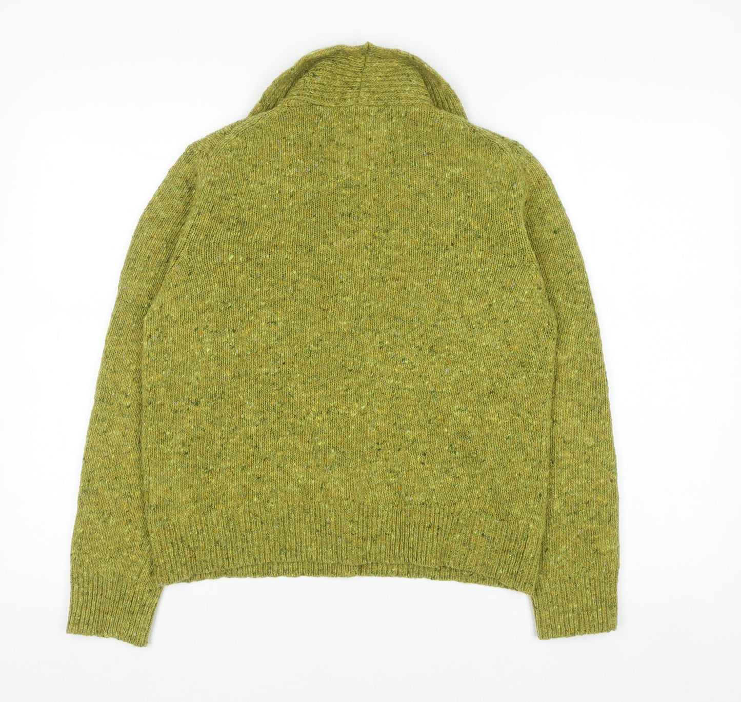 Toasty Women's Green Wool Button-Up Collared Chunky Knit Cardigan M