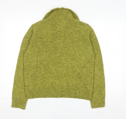 Toasty Women's Green Wool Button-Up Collared Chunky Knit Cardigan M