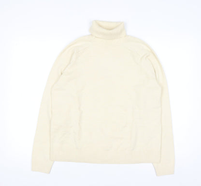 Marks and Spencer Women Ivory Roll Neck Wool Blend Jumper M