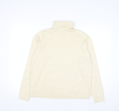 Marks and Spencer Women Ivory Roll Neck Wool Blend Jumper M