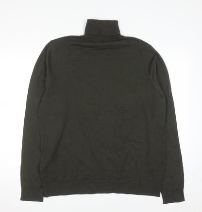 Marks and Spencer Men’s Green Roll Neck Cotton Jumper Size L Regular