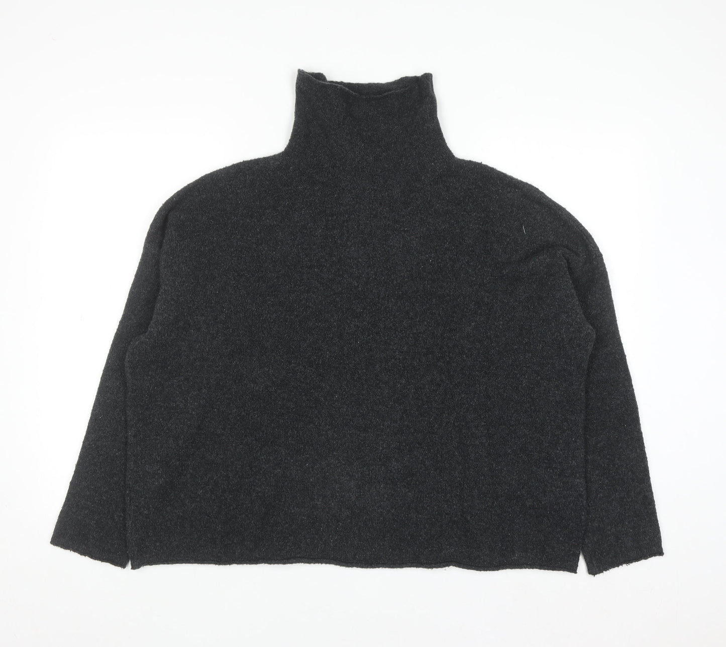 French Connection Men's Black Wool Blend Roll Neck Jumper Size M