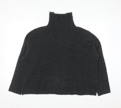 French Connection Men's Black Wool Blend Roll Neck Jumper Size M