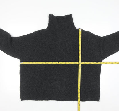 French Connection Men's Black Wool Blend Roll Neck Jumper Size M