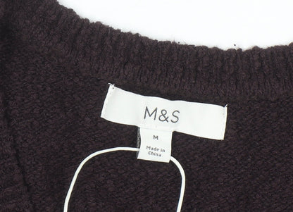 Marks and Spencer Women Brown Sleeveless Knit Vest M Round Neck