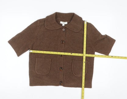 Marks and Spencer Women Brown Short Sleeve Button Cardigan Size S