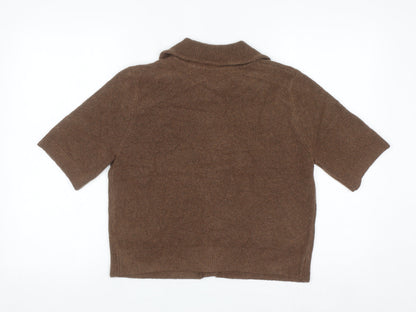 Marks and Spencer Women Brown Short Sleeve Button Cardigan Size S