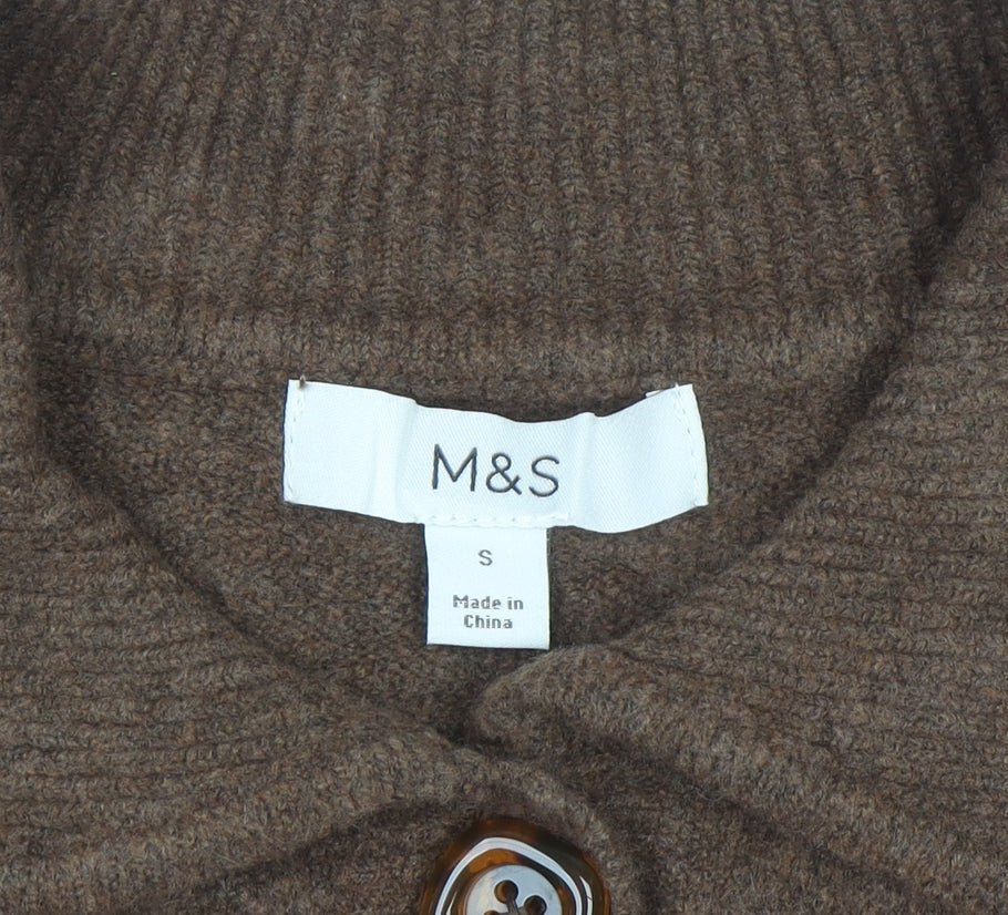 Marks and Spencer Women Brown Short Sleeve Button Cardigan Size S