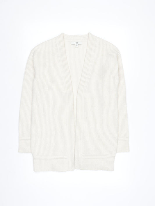 Marks and Spencer Women Ivory Long Sleeve Knit Cardigan XS