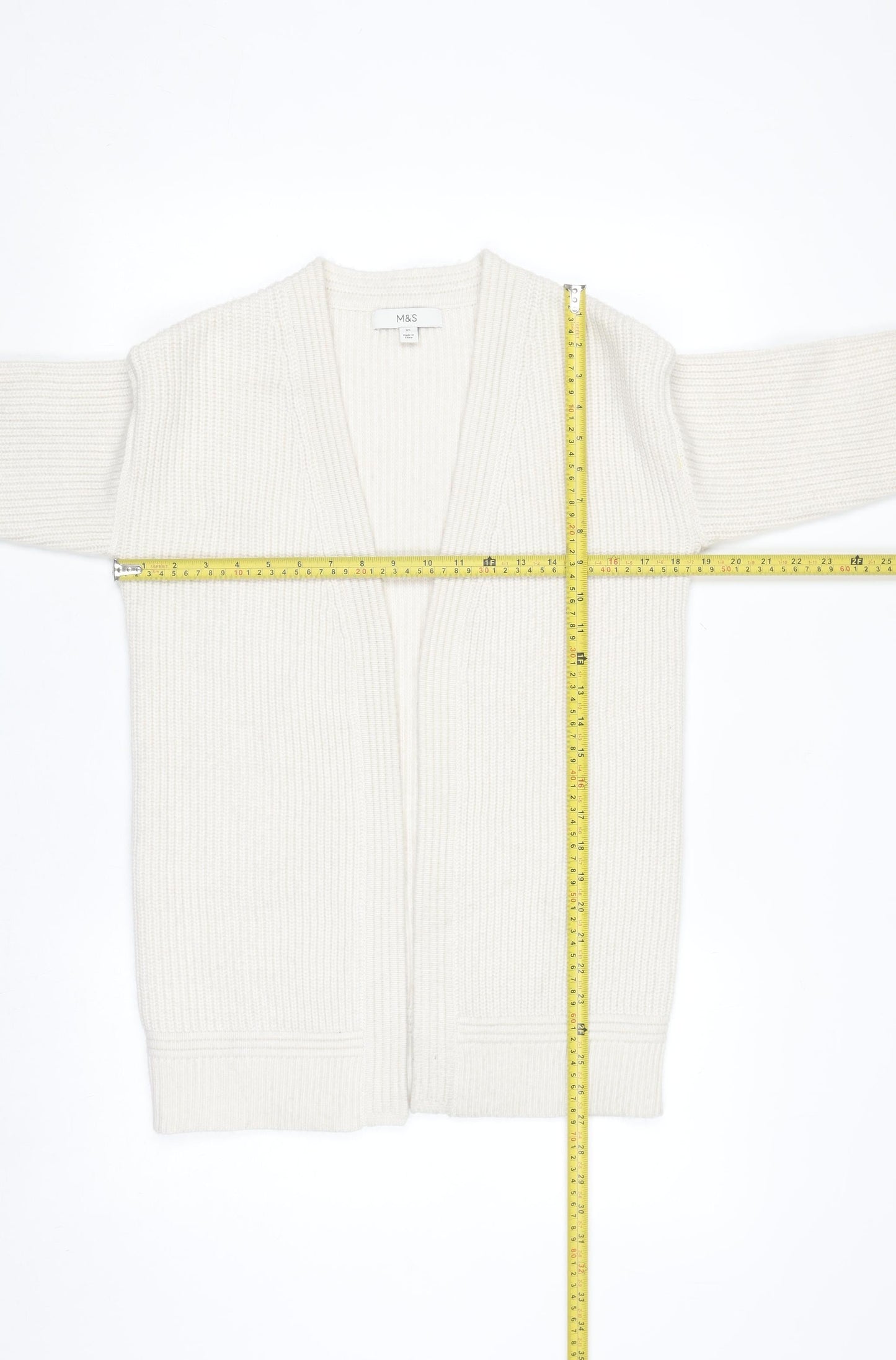 Marks and Spencer Women Ivory Long Sleeve Knit Cardigan XS