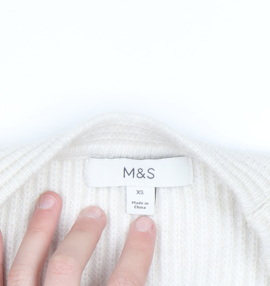 Marks and Spencer Women Ivory Long Sleeve Knit Cardigan XS
