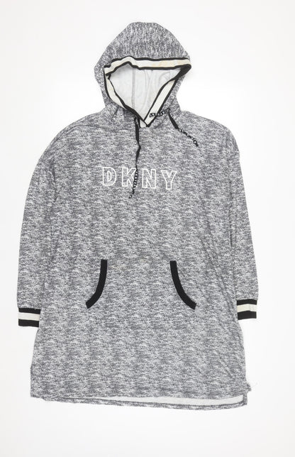 DKNY Women's Grey Pullover Hoodie Sweatshirt Size L Comfortable Casual
