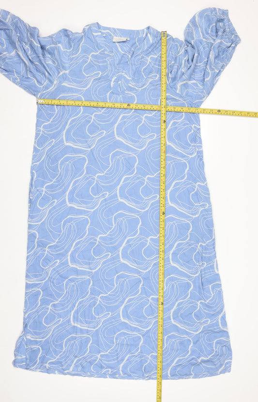 Kaffe Women Blue Viscose Shift Dress Size 10 Knee Length