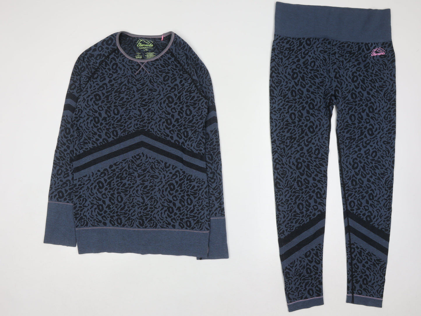 Next Elements Blue Leopard Print Loungewear Tracksuit Set L