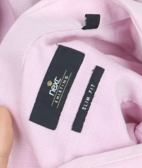 Next Men's Pink Slim Fit Long Sleeve Dress Shirt 15.5in 39cm