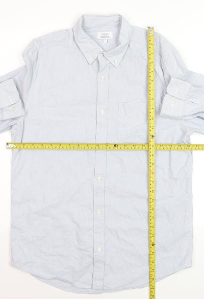 Next Men's Blue Regular Fit Button-Down Cotton Dress Shirt Medium