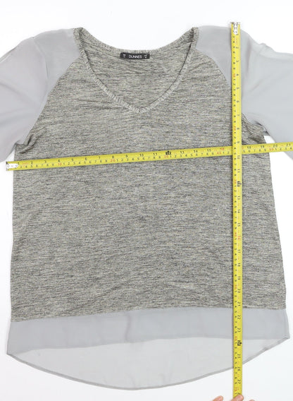 Dunnes Women Grey V-Neck Short Sleeve Blouse Size 12