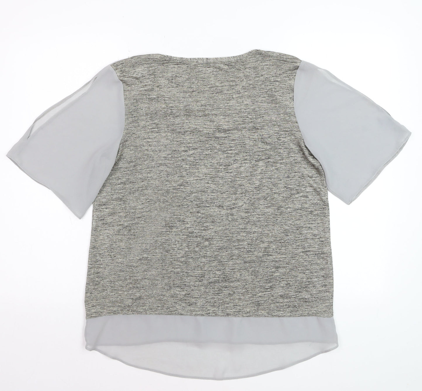 Dunnes Women Grey V-Neck Short Sleeve Blouse Size 12