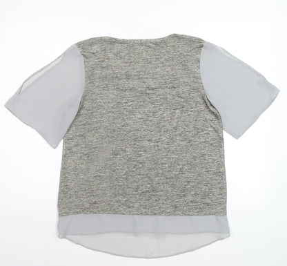 Dunnes Women Grey V-Neck Short Sleeve Blouse Size 12