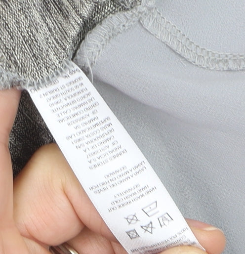 Dunnes Women Grey V-Neck Short Sleeve Blouse Size 12