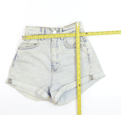 Stradivarius Women's Blue High Rise Mom Denim Shorts UK 4