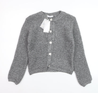 Mango Womens Grey Chunky-Knit Cardigan Small