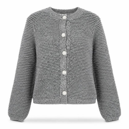 Mango Womens Grey Chunky-Knit Cardigan Small