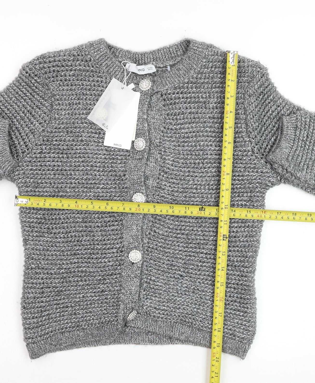 Mango Womens Grey Chunky-Knit Cardigan Small