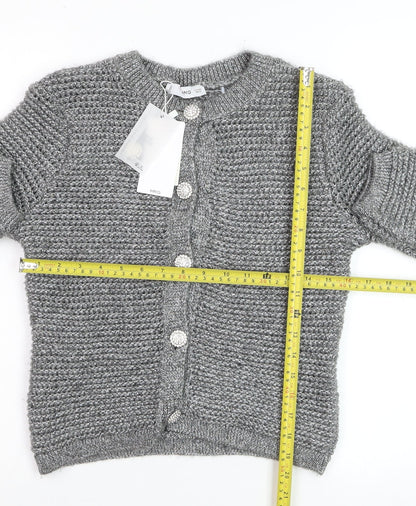 Mango Womens Grey Chunky-Knit Cardigan Small