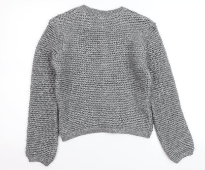 Mango Womens Grey Chunky-Knit Cardigan Small