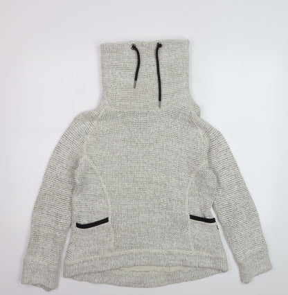 Superdry Women Beige Knitted Pullover Hoodie Size M Warm Winter