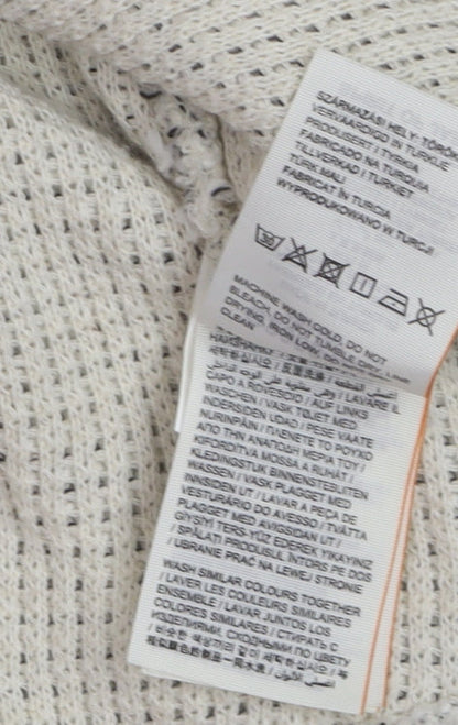 Superdry Women Beige Knitted Pullover Hoodie Size M Warm Winter