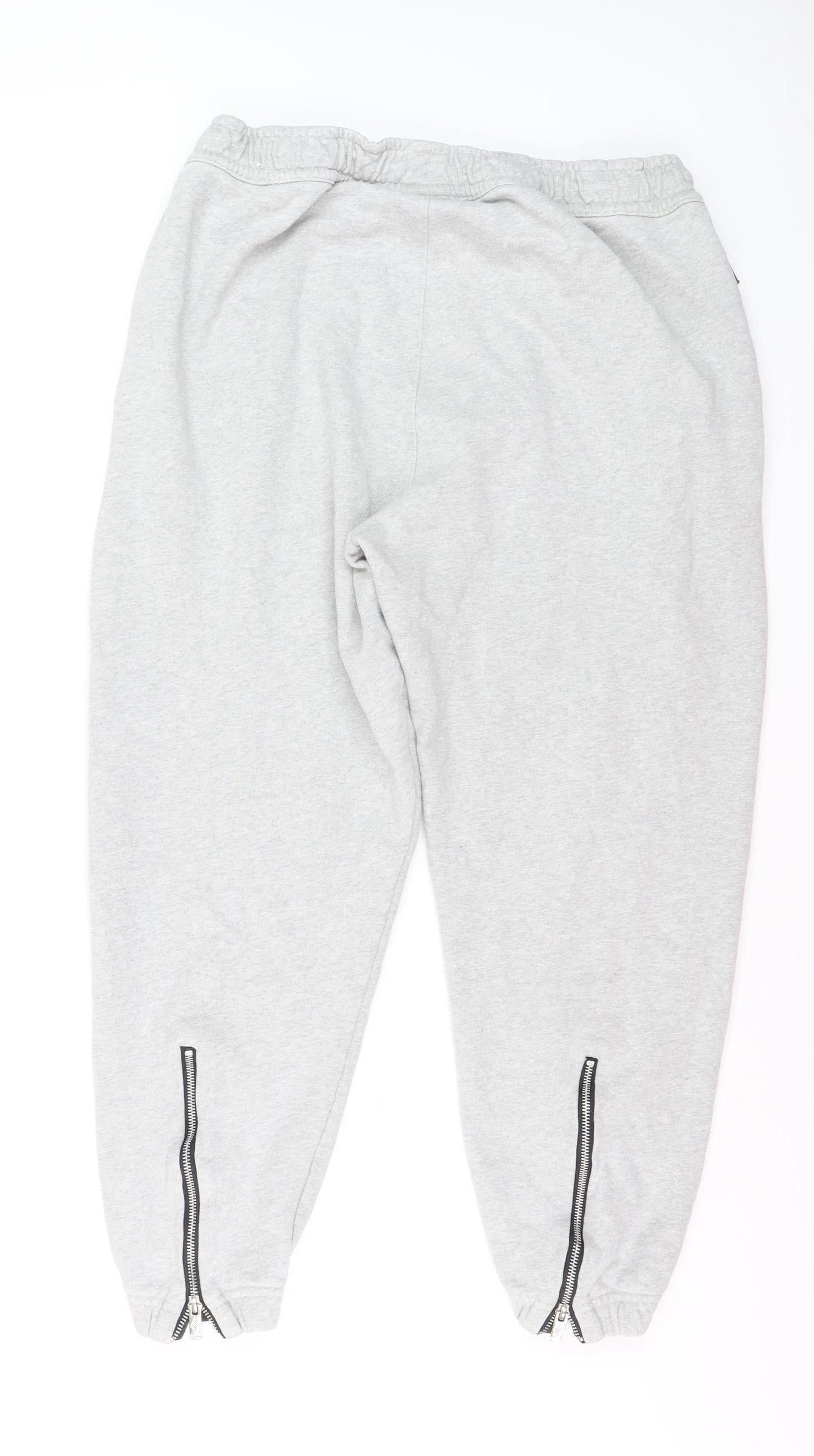 Nike Men's Grey Jogger Sweatpants L Fleece Drawstring Zip Pockets
