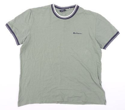 Ben Sherman Men's Pale Khaki Green XL Crew Neck Cotton T-Shirt