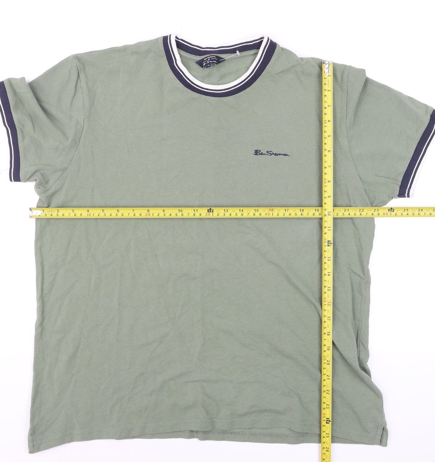 Ben Sherman Men's Pale Khaki Green XL Crew Neck Cotton T-Shirt