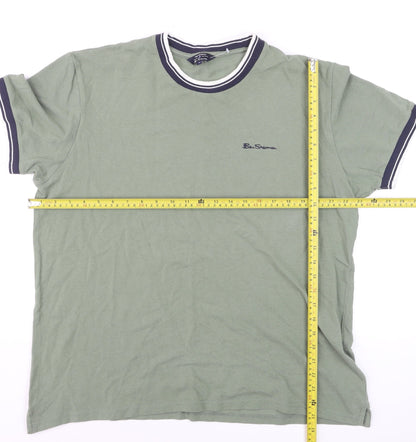 Ben Sherman Men's Pale Khaki Green XL Crew Neck Cotton T-Shirt