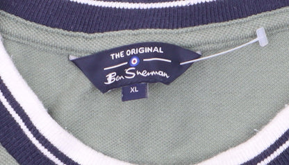 Ben Sherman Men's Pale Khaki Green XL Crew Neck Cotton T-Shirt