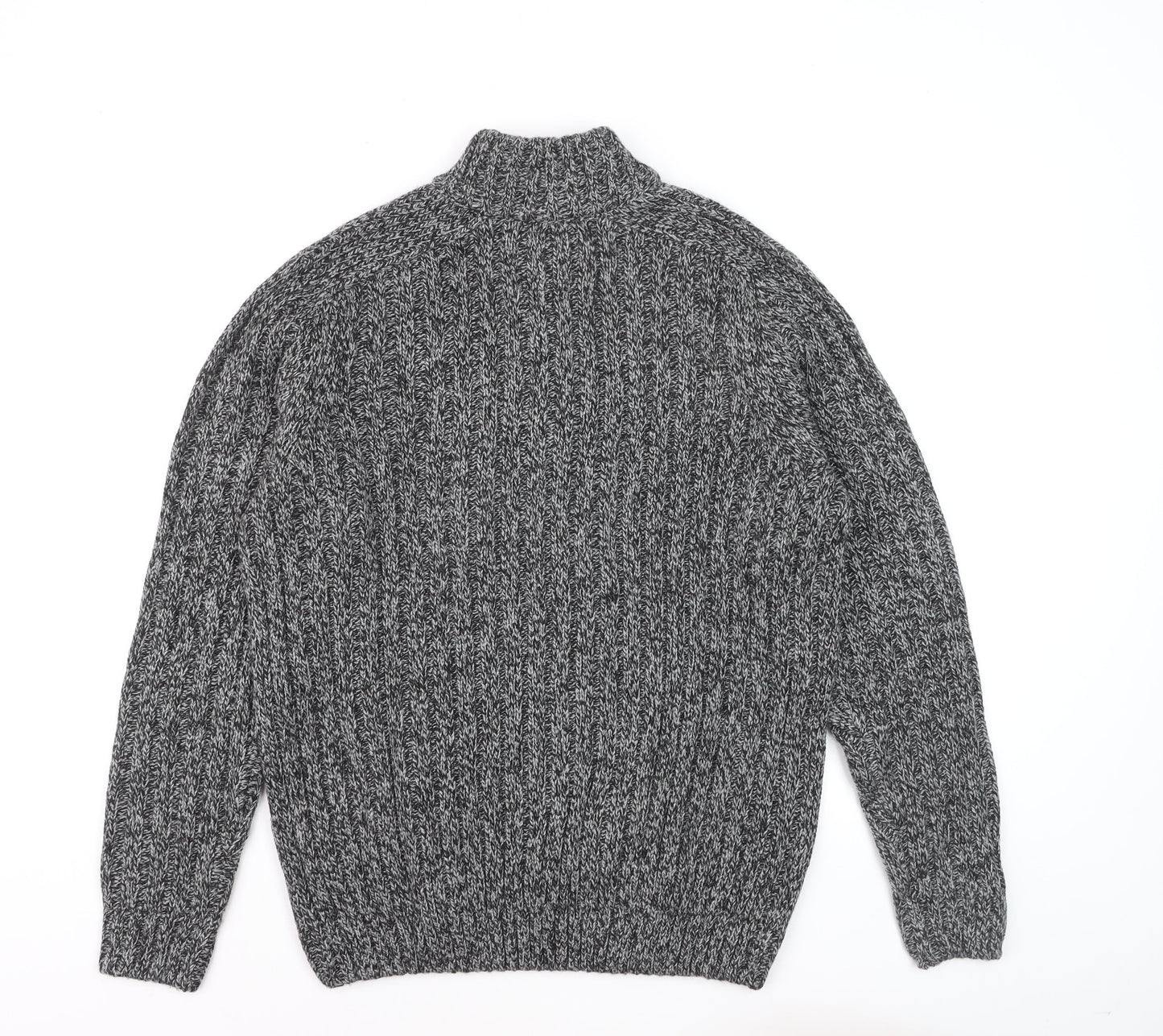 Xact Men's Grey Cable-Knit 1/4 Zip High Neck Jumper Size L