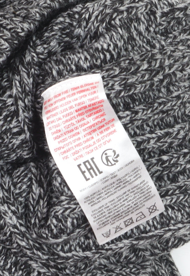 Xact Men's Grey Cable-Knit 1/4 Zip High Neck Jumper Size L