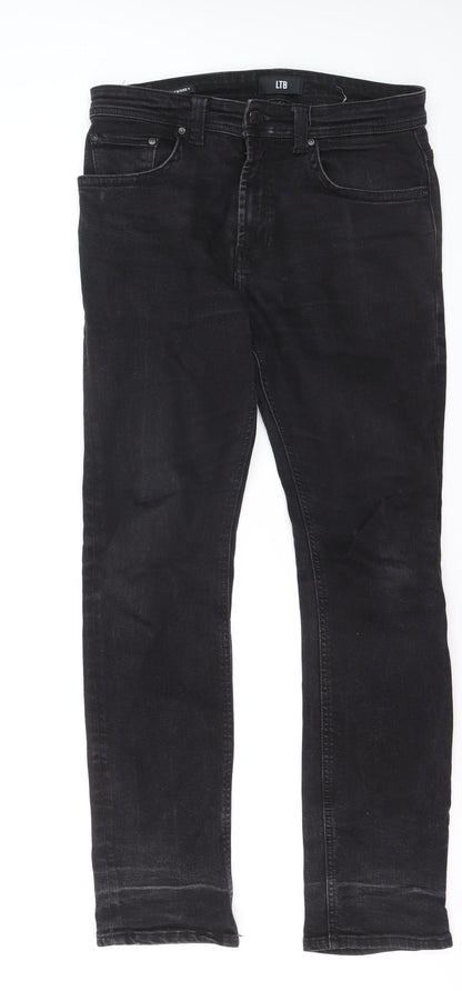 LTB Mens Black Slim Straight Jeans W34 L32 Stretch Denim