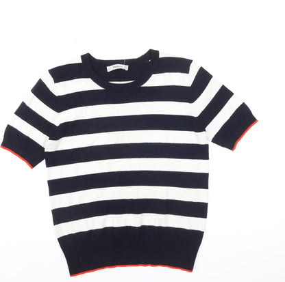 ZARA Women’s Multicoloured Striped Short Sleeve Knit Jumper Size 12