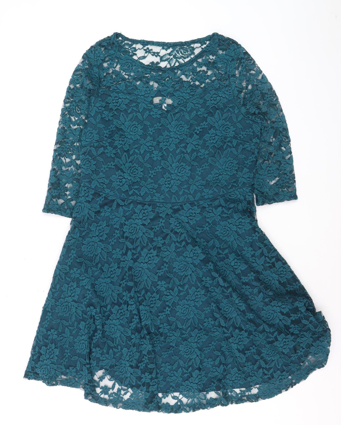 Anthology Women Green Lace Fit & Flare Knee Length Dress Size 14