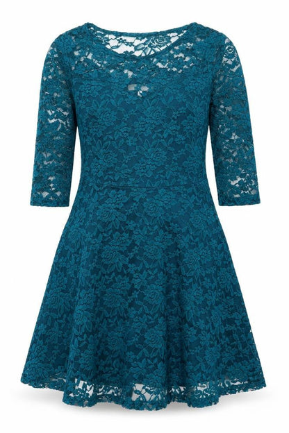 Anthology Women Green Lace Fit & Flare Knee Length Dress Size 14