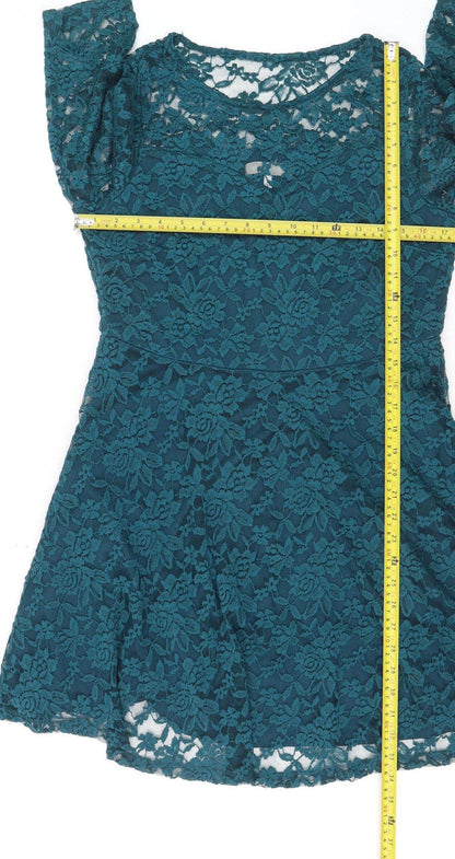 Anthology Women Green Lace Fit & Flare Knee Length Dress Size 14