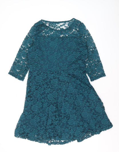 Anthology Women Green Lace Fit & Flare Knee Length Dress Size 14