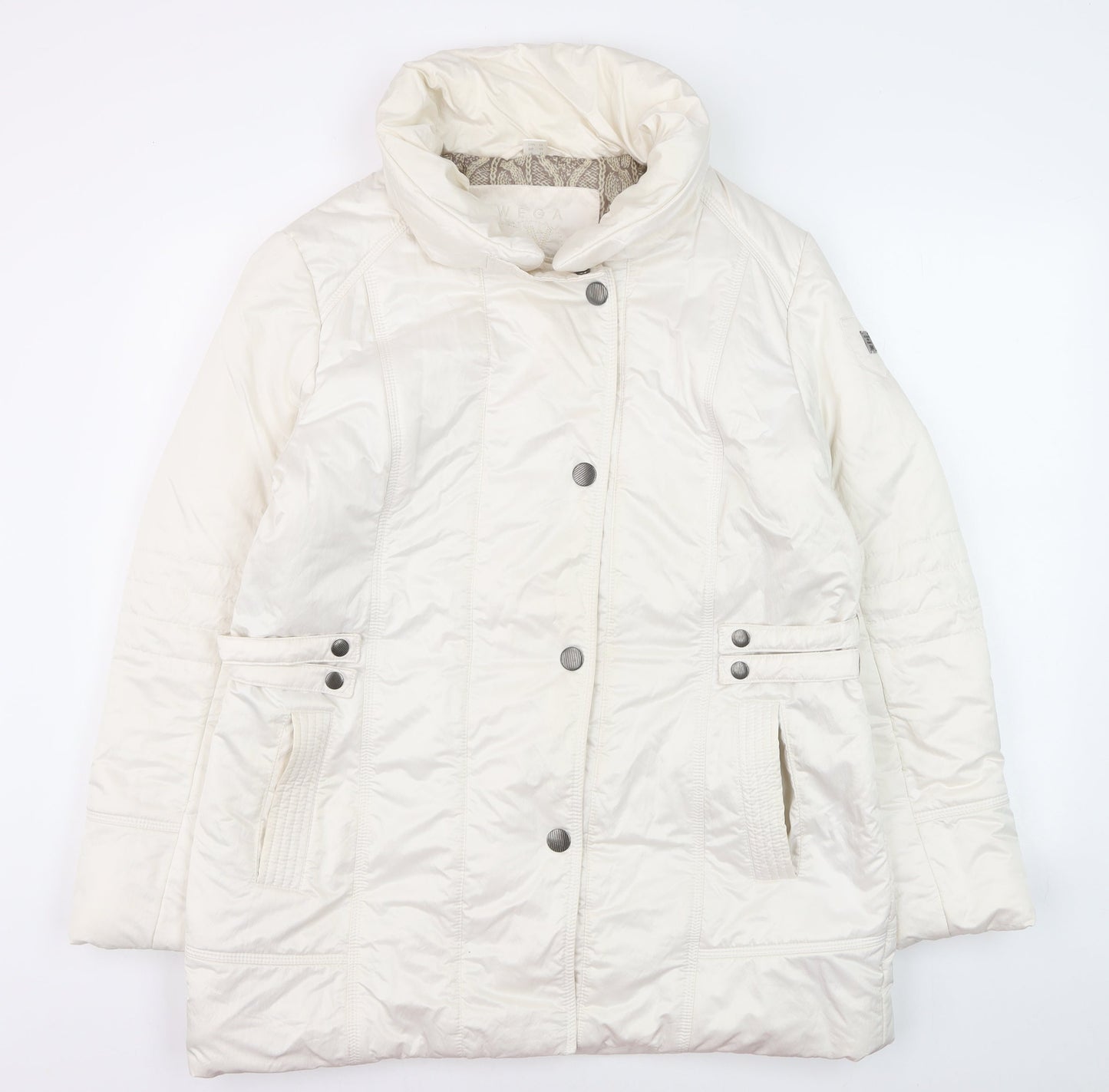 Wega Fashion Women's Ivory Puffer Jacket Size 14 Winter Coat