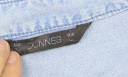 Dunnes Women Blue Cotton Chambray Button-Up Shirt XL