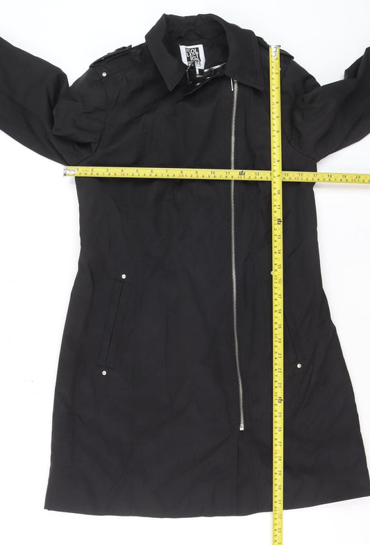 Debenhams The Collection Petite Black Long Trench Coat Size 10
