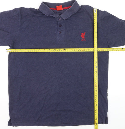 LFC Men's Blue Collared Short Sleeve Cotton Polo Shirt M